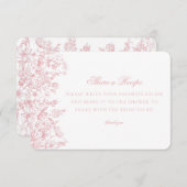 Pink Chinoiserie Floral Share Recipe Invitation エンクロージャーカード (正面/裏面)