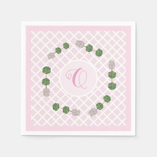 Pink Chinoiserie Ginger Jar Jars Topiary Basket Pa スタンダードカクテルナプキン (正面)