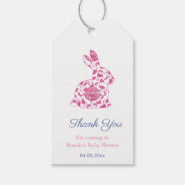 Pink Chinoiserie Rabbit Baby Shower Favor ギフトタグ