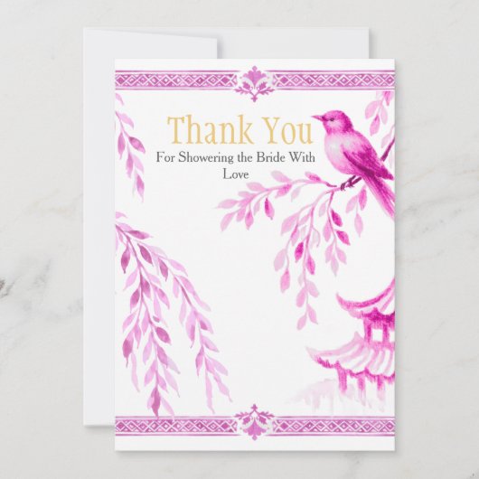 Pink Chinoiserie "Thank You"   Sign 招待状 (正面)