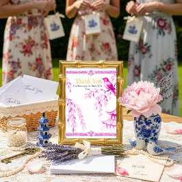 Pink Chinoiserie "Thank You"   Sign 招待状