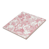Pink Chinoiserie Toile Dragon Cherry Blossom タイル (側面)