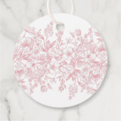 Pink Chinoiserie Vintage Floral Birthday Circle フェイバータグ (裏面)