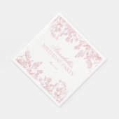 Pink Chinoiserie Vintage Floral Birthday Dessert スタンダードランチョンナプキン (角)