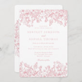 Pink Chinoiserie Vintage French Floral Wedding 招待状 (正面/裏面)