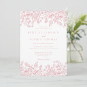 Pink Chinoiserie Vintage French Floral Wedding 招待状 (スタンド正面)
