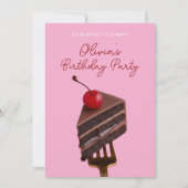 Pink Choco Cherry Cake 21st Birthday Invitation 招待状 (正面)