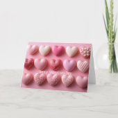 Pink Chocolate Hearts Valentine`s Day Card  カード (正面)