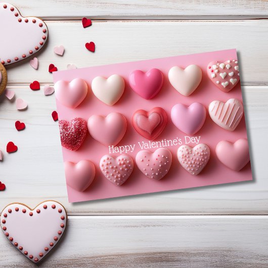 Pink Chocolate Hearts Valentine`s Day Card  カード