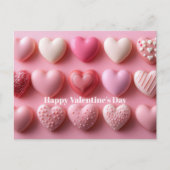 Pink Chocolate Hearts Valentine`s Day Card  ポストカード (正面)