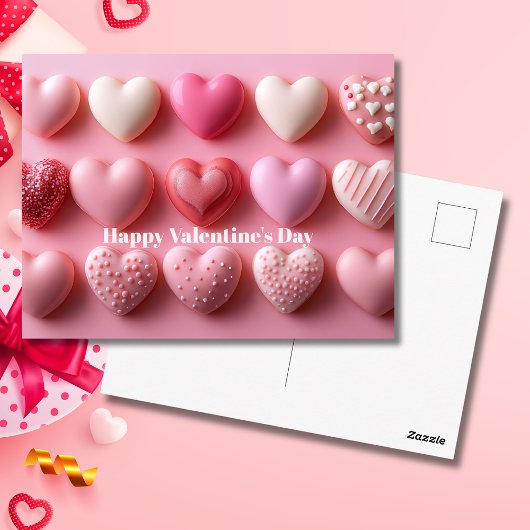 Pink Chocolate Hearts Valentine`s Day Card  ポストカード