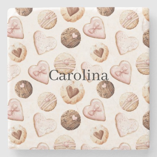 Pink Chocolate Sweet Hearts Valentine's Day Treats ストーンコースター (正面)