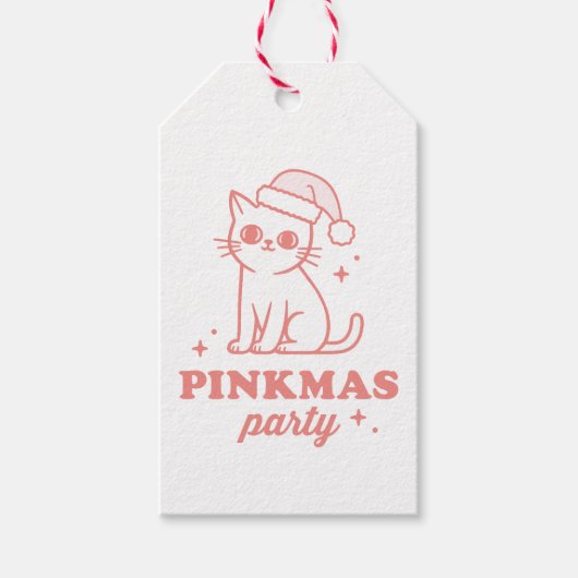 Pink Christmas aesthetic pinkmas party cat ギフトタグ (正面)
