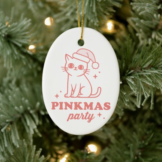 Pink Christmas aesthetic pinkmas party girly cat セラミックオーナメント (ツリー)