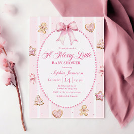 Pink Christmas Baby Shower Invitation 招待状