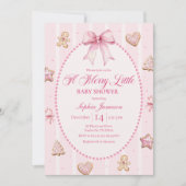 Pink Christmas Baby Shower Invitation 招待状 (正面)