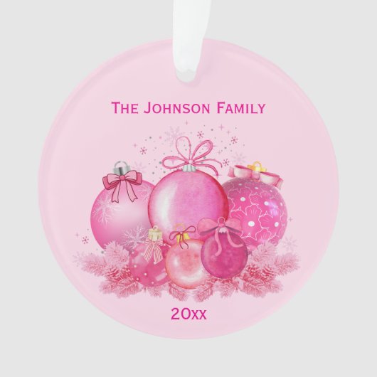 Pink Christmas Balls Ornament オーナメント (正面)
