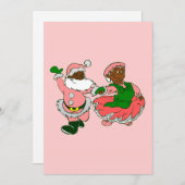  pink christmas black santa claus wife  シーズンカード (正面/裏面)
