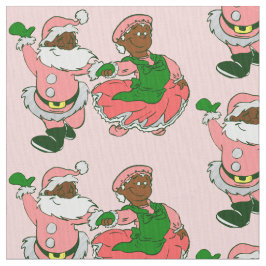  pink christmas black santa claus wife  ファブリック