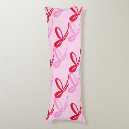 Pink Christmas Bows Reversible Color ボディピロー (正面縦)