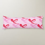 Pink Christmas Bows Reversible Color ボディピロー (正面)