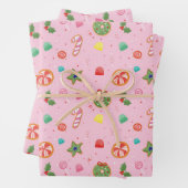 Pink Christmas Candy Wrapping Paper ラッピングペーパーシート (インサイチュ)
