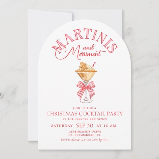 Pink Christmas Cocktail Party Invitation 招待状 (正面)