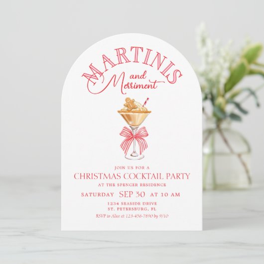 Pink Christmas Cocktail Party Invitation 招待状 (スタンド正面)