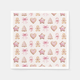 Pink Christmas Cookie Pattern Baby Shower スタンダードカクテルナプキン
