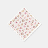 Pink Christmas Cookie Pattern Baby Shower スタンダードカクテルナプキン (角)