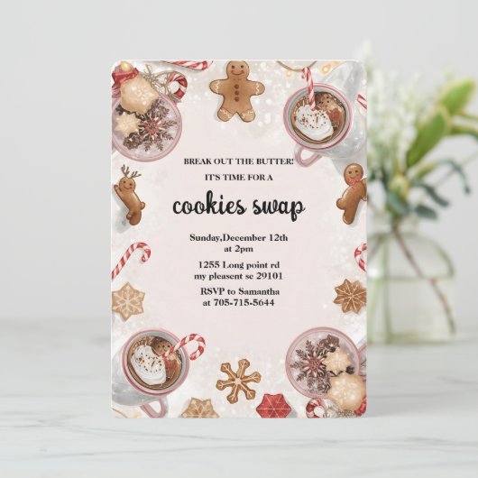Pink Christmas Cookie Swap 招待状 (スタンド正面)