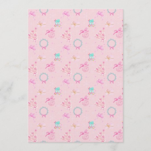 Pink Christmas Coquette Bow Seamless Pattern 招待状 (正面)