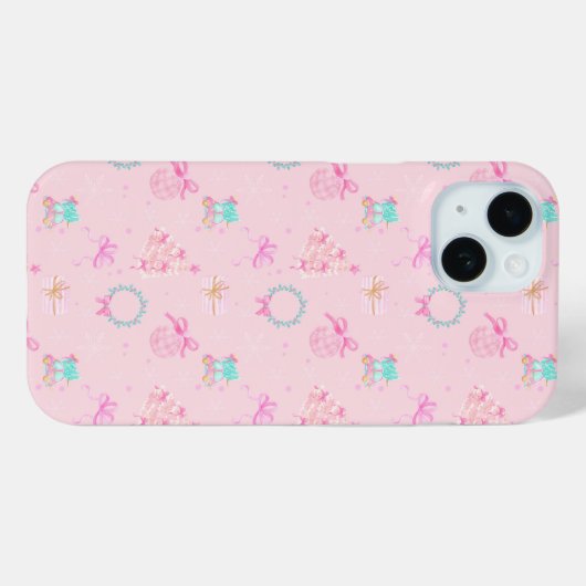 Pink Christmas Coquette Bow Seamless Pattern Case-Mate iPhoneケース (裏面 (横))