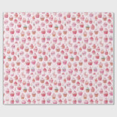 Pink Christmas Cupcakes Wrapping Paper ラッピングペーパー (フラット)