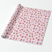 Pink Christmas Cupcakes Wrapping Paper ラッピングペーパー (アンロールド)