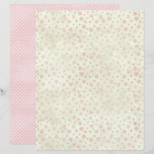Pink Christmas Cute Pastel Scrapbook Paper (正面/裏面)