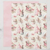 Pink Christmas Cute Pastel Scrapbook Paper (正面/裏面)