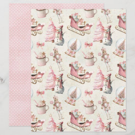 Pink Christmas Cute Pastel Scrapbook Paper