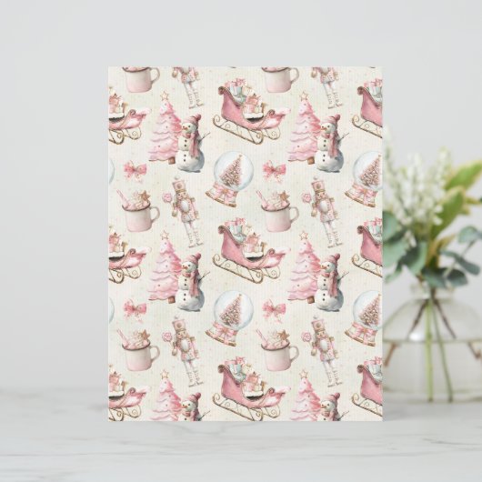 Pink Christmas Cute Pastel Scrapbook Paper (スタンド正面)