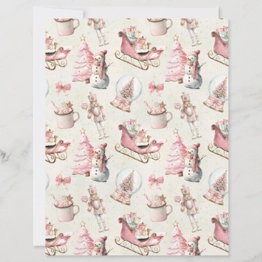 Pink Christmas Cute Pastel Scrapbook Paper (正面)