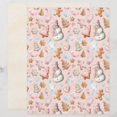 Pink Christmas Cute Pastel Scrapbook Paper (正面/裏面)