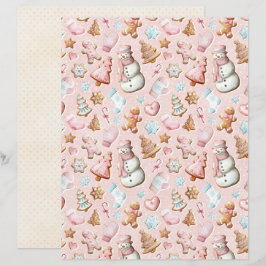 Pink Christmas Cute Pastel Scrapbook Paper