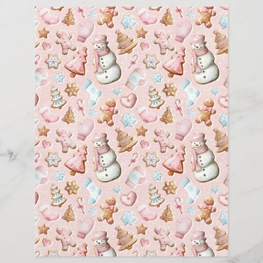 Pink Christmas Cute Pastel Scrapbook Paper (正面)