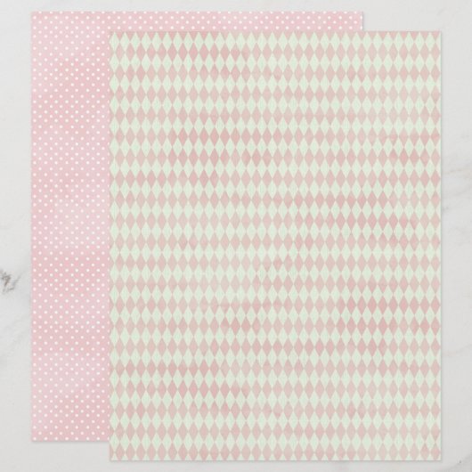 Pink Christmas Cute Pastel Scrapbook Paper (正面/裏面)