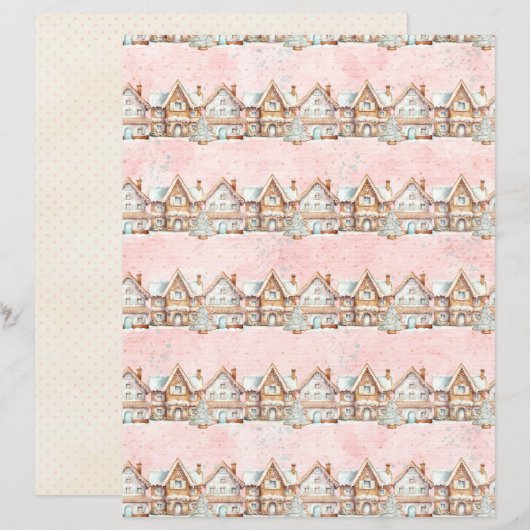 Pink Christmas Cute Pastel Scrapbook Paper (正面/裏面)