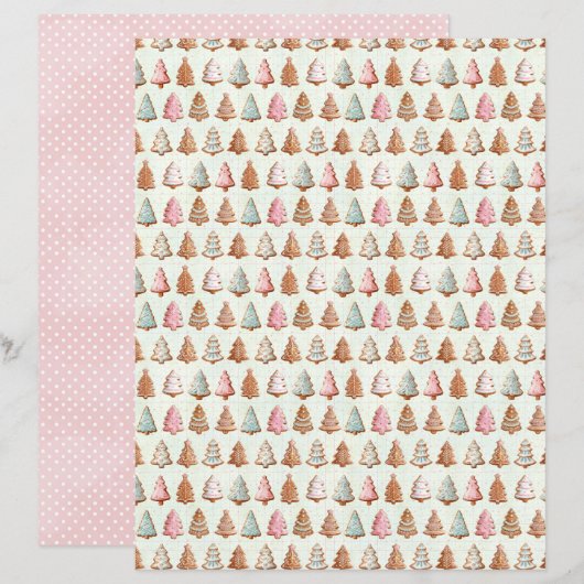 Pink Christmas Cute Pastel Scrapbook Paper (正面/裏面)
