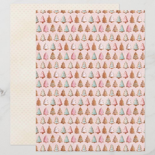 Pink Christmas Cute Pastel Scrapbook Paper (正面/裏面)