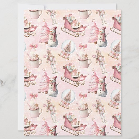 Pink Christmas Cute Pastel Scrapbook Paper (正面)