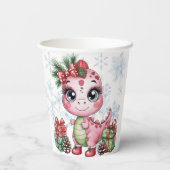 Pink Christmas Dino Girl Baby Shower 紙コップ (裏面)