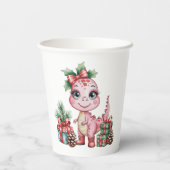 Pink Christmas Dino Girl Baby Shower 紙コップ (裏面)